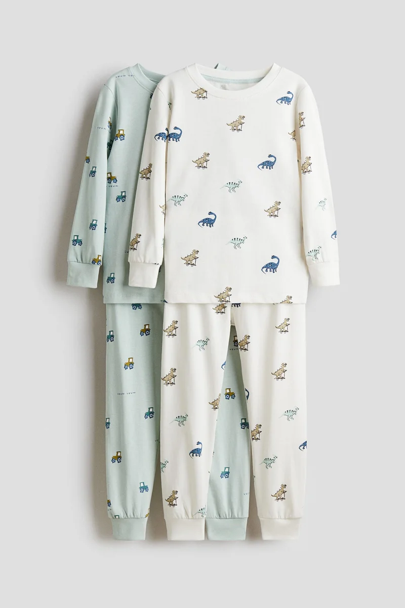 اتش اند ام بيجاما قطنية بطبعة مميزة - عبوة من 2